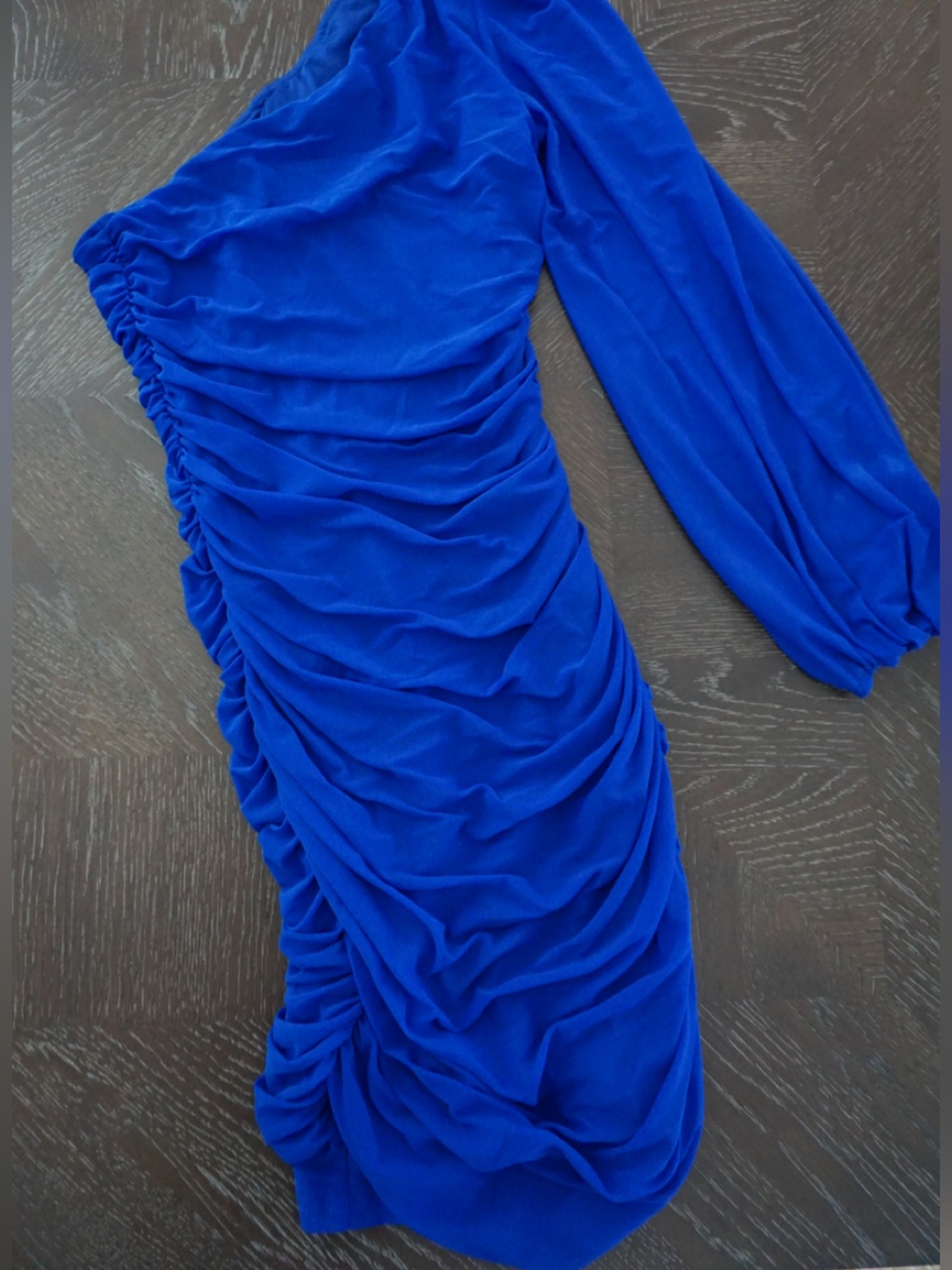 Ruched One-Shoulder Blue Women's Dress